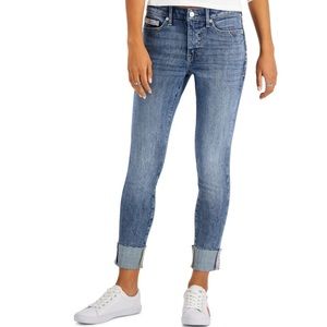 Tommy Jeans Five-Pocket Cuffed Skinny Jeans, Azure Blue, Size: 26